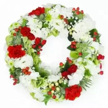 fiorista fiori di Pau- Piccola corona di fiori rossi e bianchi Amon Fiore Consegna