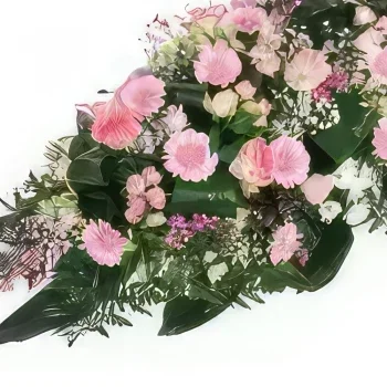 Tarbes bunga- Komposisi berkabung merah muda Istirahat Abad Rangkaian bunga karangan bunga