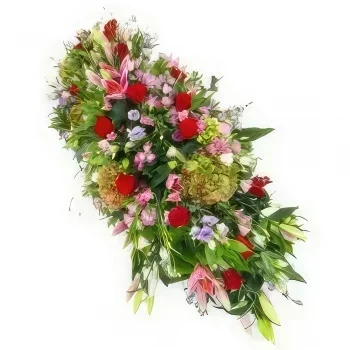 بائع زهور نانت- توب تابوت أثينا باللونين الوردي والأرجواني وا باقة الزهور