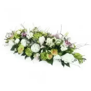 fleuriste fleurs de Bordeaux- Dessus de cercueil rose, mauve & blanc Callio Bouquet/Arrangement floral