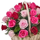 Osidda flowers  -  Basket of Pink Roses and Chocolates Flower Bouquet/Arrangement
