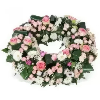 Tarbes bunga- Mahkota merah muda & putih Tendresse Tak Terb Rangkaian bunga karangan bunga
