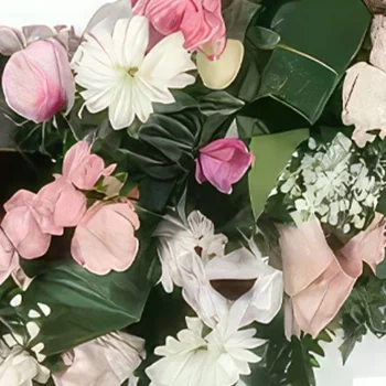 flores Marsella floristeria -  Corona rosa y blanca Infinite Tendresse Ramo de flores/arreglo floral