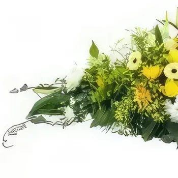 Pæn blomster- Pluton gul & hvid sørgeketcher Blomst buket/Arrangement