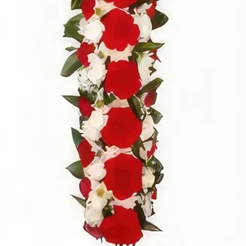 Malmo kwiaty- Pogrzeb czerwony i biały krzyż Bukiet ikiebana