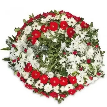 Κολομβία λουλούδια- Κόκκινο και λευκό στεφάνι Μπουκέτο/ρύθμιση λουλουδιών