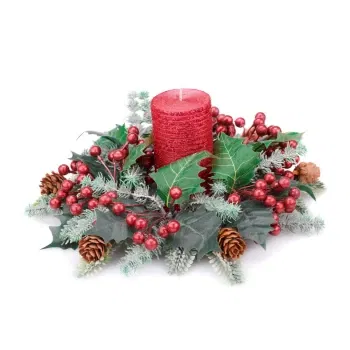 بائع زهور صقلية- قطعة مركزية لعيد الميلاد باللون الأحمر