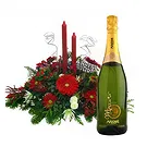 Case Lunghe flowers  -  Red Flowers & Prosecco Christmas Centerpiece Flower Bouquet/Arrangement