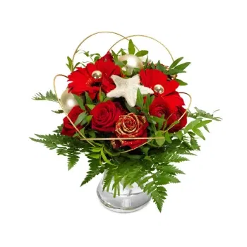 Włochy kwiaty- Świąteczny Bukiet Czerwonych Kwiatów