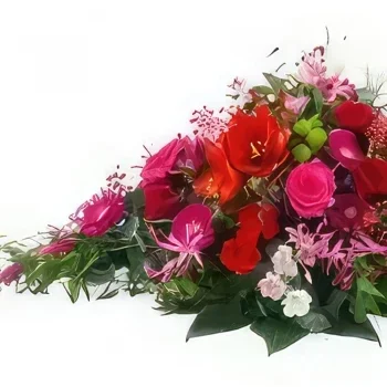 fleuriste fleurs de Bordeaux- Raquette de deuil rouges, fuchsias & roses Ko Bouquet/Arrangement floral