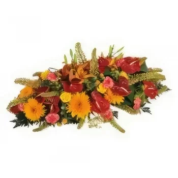 Marseille Blumen Florist- Rot-orangefarbener Schneeschuh L'Eclipse Bouquet/Blumenschmuck