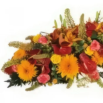 fleuriste fleurs de Paris- Raquette rouge & orange L'Eclipse Bouquet/Arrangement floral