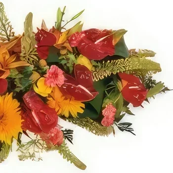 Marseille Blumen Florist- Rot-orangefarbener Schneeschuh L'Eclipse Bouquet/Blumenschmuck