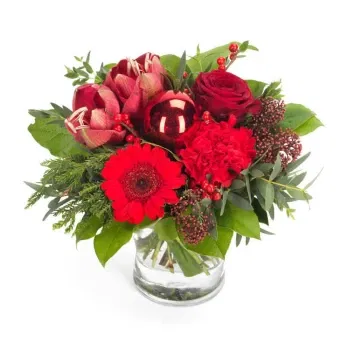 بائع زهور فلورنسا- باقة عيد الميلاد الحمراء والوردية