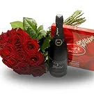 Montenegro blomster- Røde roser med champagne gavesæt Blomst buket/Arrangement