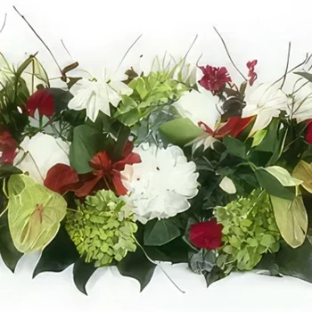 fleuriste fleurs de Paris- Dessus de cercueil rouge & blanc Odysseus Bouquet/Arrangement floral