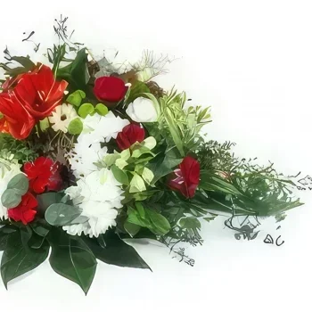 Pau bloemen bloemist- Rood & Wit Racket Delphi Boeket/bloemstuk
