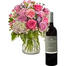 Osidda flowers  -  Bouquet with Bottle of Red Wine Flower Bouquet/Arrangement