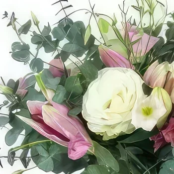 Λιλ λουλούδια- Ροζ και λευκό ρουστίκ μπουκέτο Reims Μπουκέτο/ρύθμιση λουλουδιών
