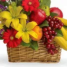 Osidda flowers  -  Retirement Floral gift with Fruits Basket Flower Bouquet/Arrangement