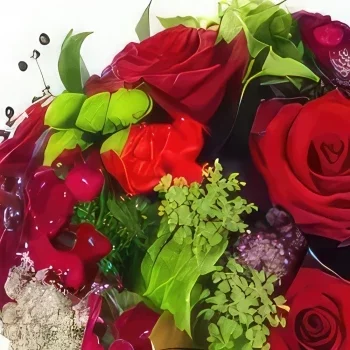 ליל פרחים- זר עגול אדום של ריגה זר פרחים/סידור פרחים