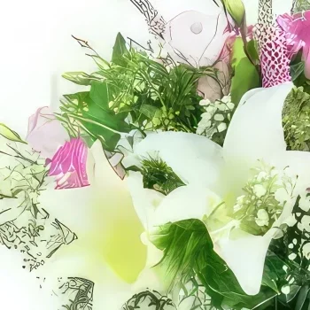 fleuriste fleurs de Bordeaux- Bouquet rond de fleurs Lily Rose Bouquet/Arrangement floral