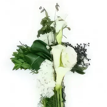 Montpellier Blumen Florist- Kleines Quecksilberkreuz mit gestickten Blume Bouquet/Blumenschmuck