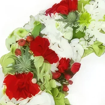 flores Montpellier floristeria -  Pequeña corona de flores rojas y blancas Amon Ramo de flores/arreglo floral