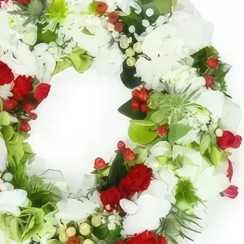 いいね 花- 赤と白の花の小さな冠 アモン 花束/フラワーアレンジメント