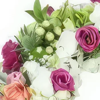 Pau bloemen bloemist- Klein kroontje van gestikte bloemen Diane Boeket/bloemstuk