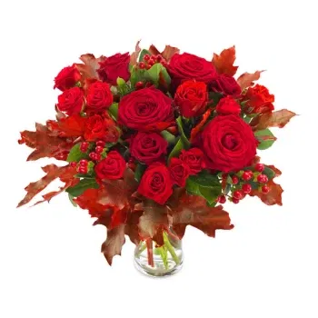 بائع زهور ميلان- باقة الورد الأحمر والتوت النابضة بالحياة