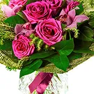 Italy flowers  -  Bouquet of Pink Lilies and Roses Flower Bouquet/Arrangement