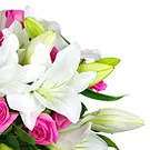 Italia blomster- Bukett med hvite liljer og rosa roser Blomsterarrangementer bukett