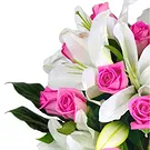 Italia blomster- Bukett med hvite liljer og rosa roser Blomsterarrangementer bukett