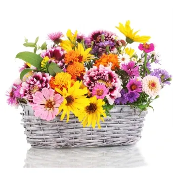 neapol kvety- Košík S Farebnými Poľnými Kvetmi
