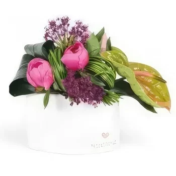 fiorista fiori di bordò- Composizione quadrata d'amore Bouquet floreale