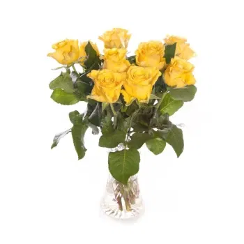 Włochy kwiaty- Bukiet 9 żółtych Róż