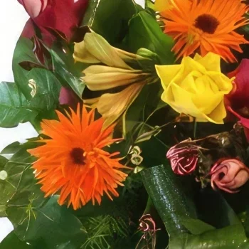 Krakkó-virágok- Zöld sárga Virágkötészeti csokor