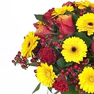 fiorista fiori di Ficarazzi- Bouquet di Gerbere Gialle e Rosoni Rosso-Aran Bouquet floreale
