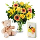 Case Lunghe flowers  -  Yellow Flowers Bouquet  with Soft Toy and Car Flower Bouquet/Arrangement