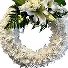 Rongo flowers  -  White Round Wreath Flower Bouquet/Arrangement