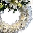 Rongo flowers  -  White Round Wreath Flower Bouquet/Arrangement