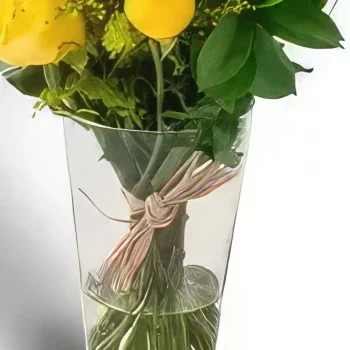 벨루 오리 존치 꽃- 꽃병에서 17 개의 노란 장미배열 꽃다발/꽃꽂이