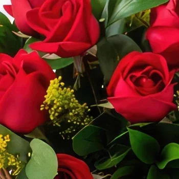 Belém blomster- Kurv med 15 røde roser og sjokolade Blomsterarrangementer bukett