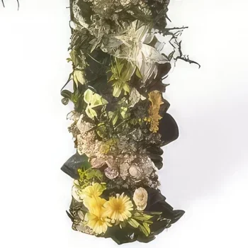 リヨン 花- 普遍的な喪の花の十字架 花束/フラワーアレンジメント