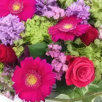 بائع زهور مونبلييه- ترتيب الزهور في فانكوفر فوشيا وموف باقة الزهور