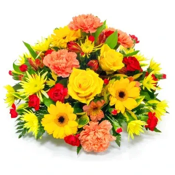 Turkmenistan Online Florist - Orange och gult begravningsarrangemang Bukett