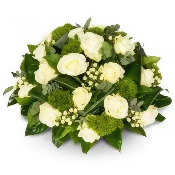Almere-virágok- Fehér biedermeier zölddel Virágkötészeti csokor