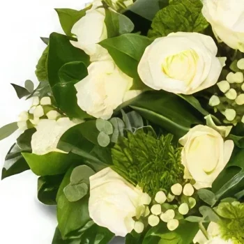 Utrecht-virágok- Fehér biedermeier zölddel Virágkötészeti csokor