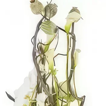 Montpellier kukat- Valkoinen sävellys hautajaisiin L'Instant Kukka kukkakimppu